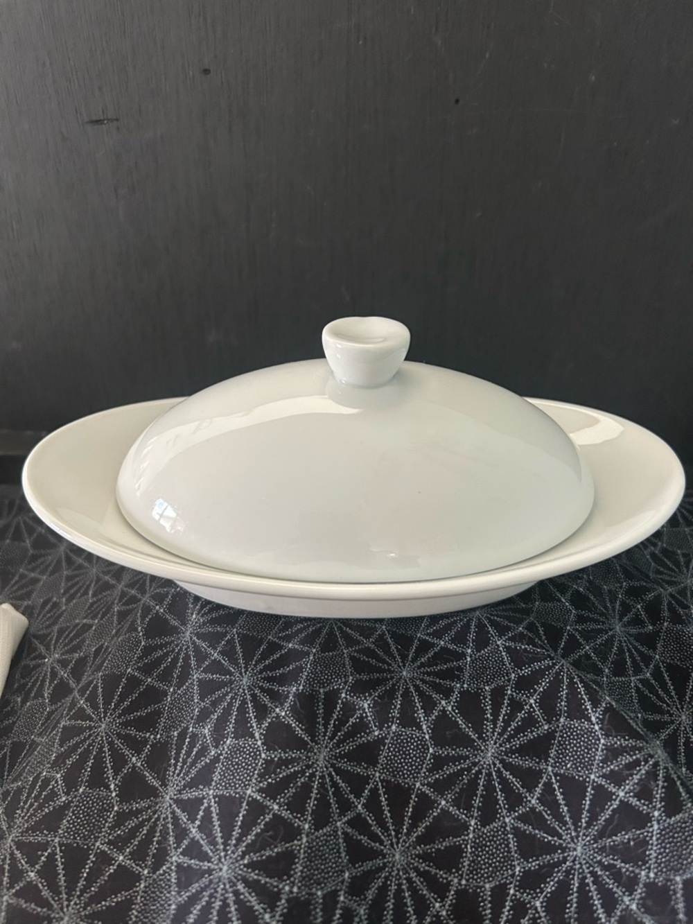 Food Network White Covered Oval Butter Dish with Lid